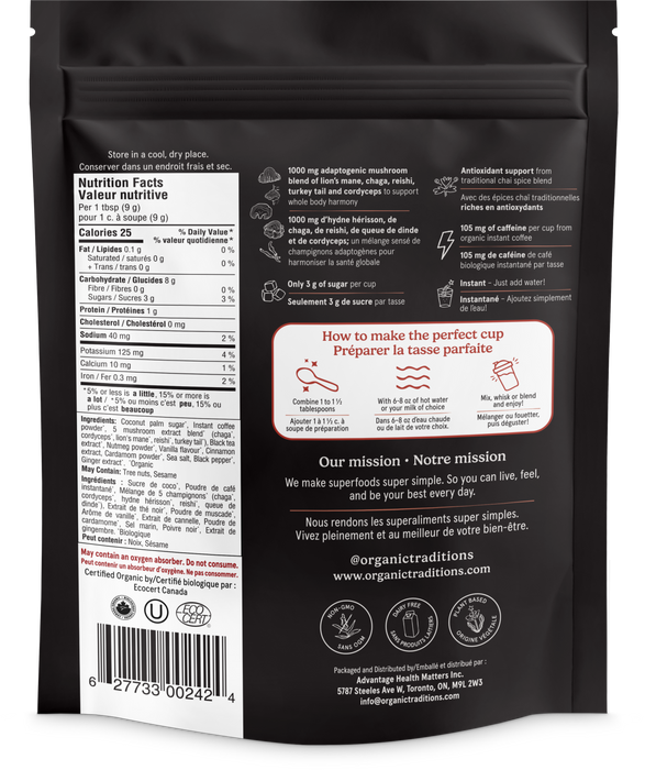 Organic Traditions - Functional Coffee, Dirty Chai, 100 g