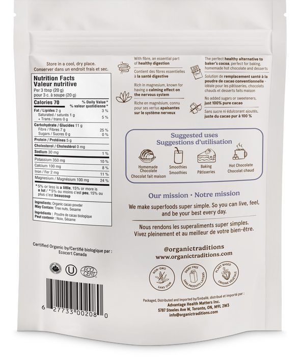 Organic Traditions - Cacao Powder, 454 g