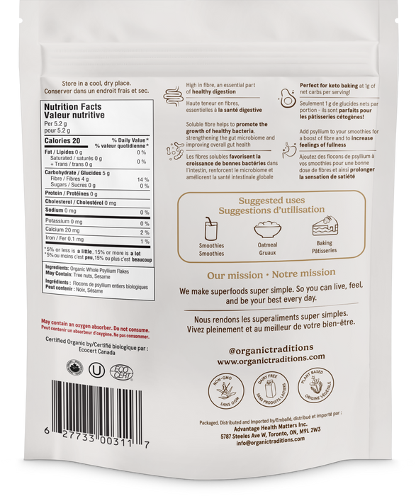 Organic Traditions - Psyllium Whole Flakes, 340 g