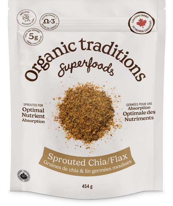 Organic Traditions - Sprouted Chia & Flax Seed Powder, 454 g