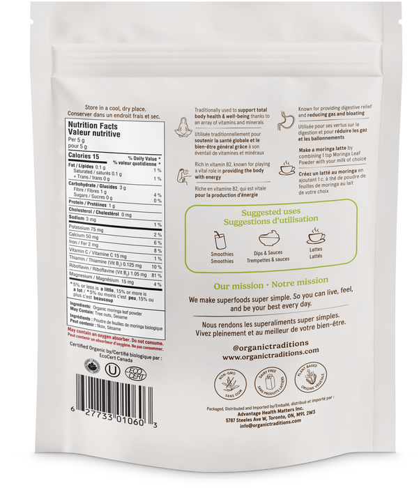 Organic Traditions - Moringa Leaf Powder, 200 g
