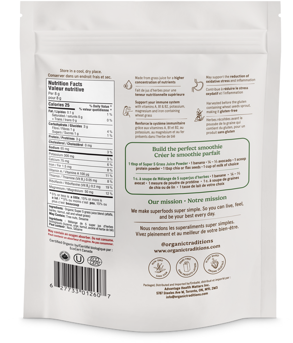 Organic Traditions - Super 5 Grass Juice Blend, 150 g