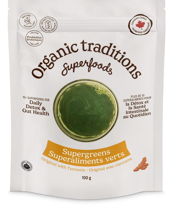 Organic Traditions - Supergreens with Turmeric & Probiotics, 100 g