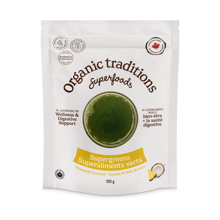 Organic Traditions - Supergreens Pineapple Coconut, 100 g