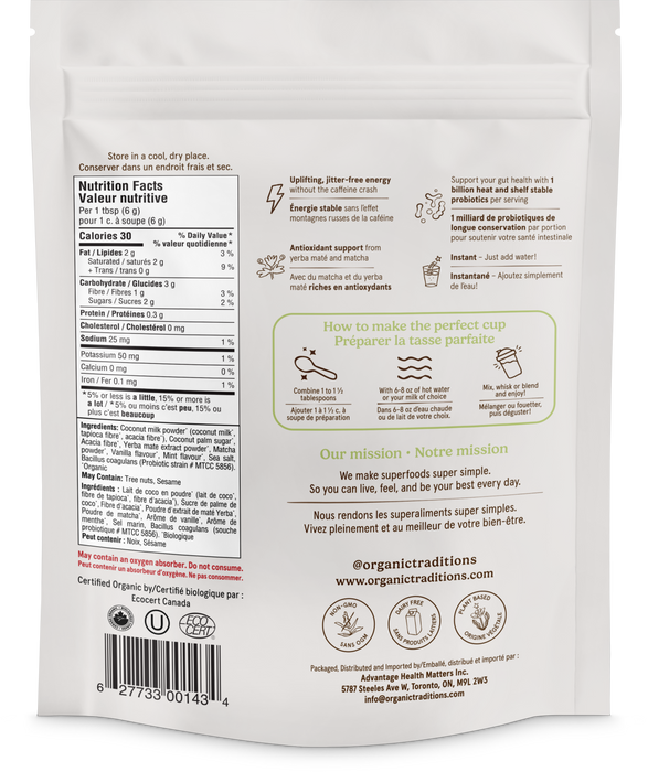 Organic Traditions - Latte - Yerba Mate Mint, 150 g