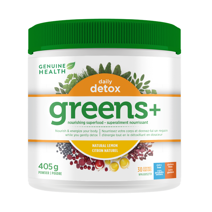Genuine Health - Greens+ Detox Lemon, 405 g