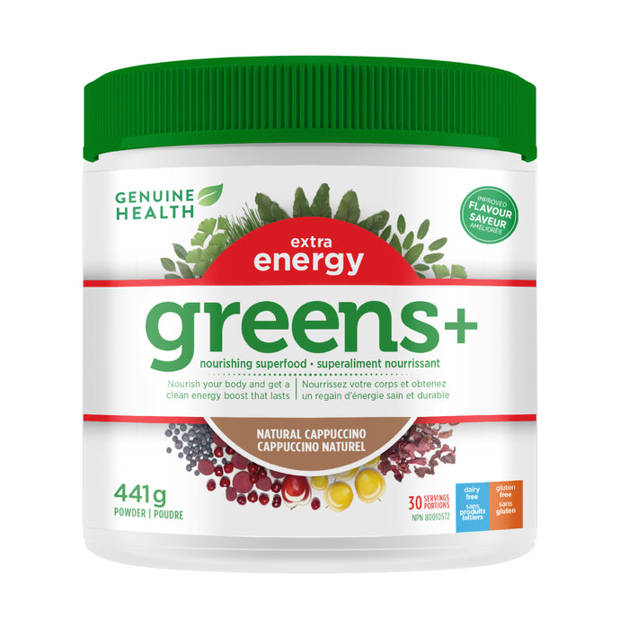 Genuine Health - Greens + Extra Energy - Cappuccino, 441 g