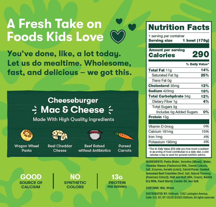 Kidfresh - Cheeseburger Mac & Cheese, 179 g