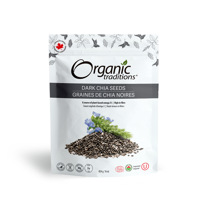 Organic Traditions - Chia Seeds, Dark Whole, 454 g