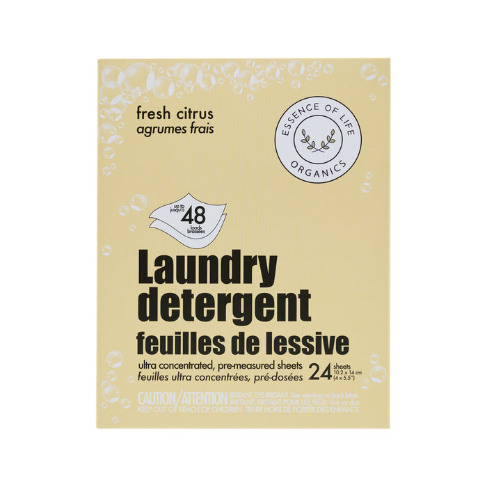 Essence of Life Organics - Laundry Detergent Sheets Citrus, 48 Count