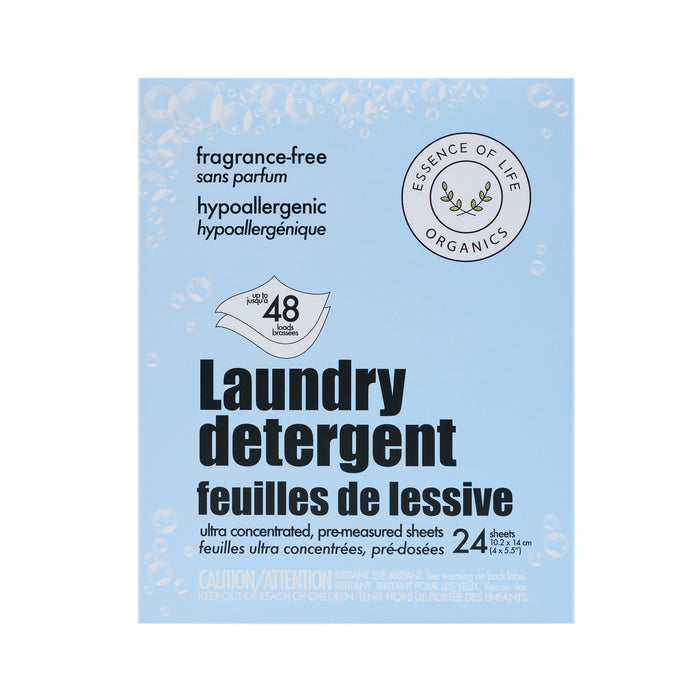 Essence of Life Organics - Laundry Detergent Sheets Fragrance Free, 48 Counts
