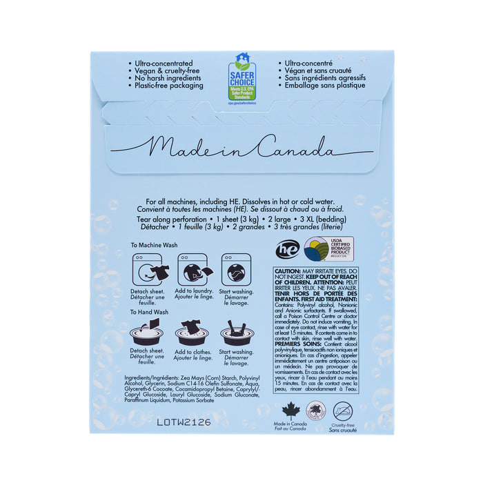 Essence of Life Organics - Laundry Detergent Sheets Fragrance Free, 48 Counts
