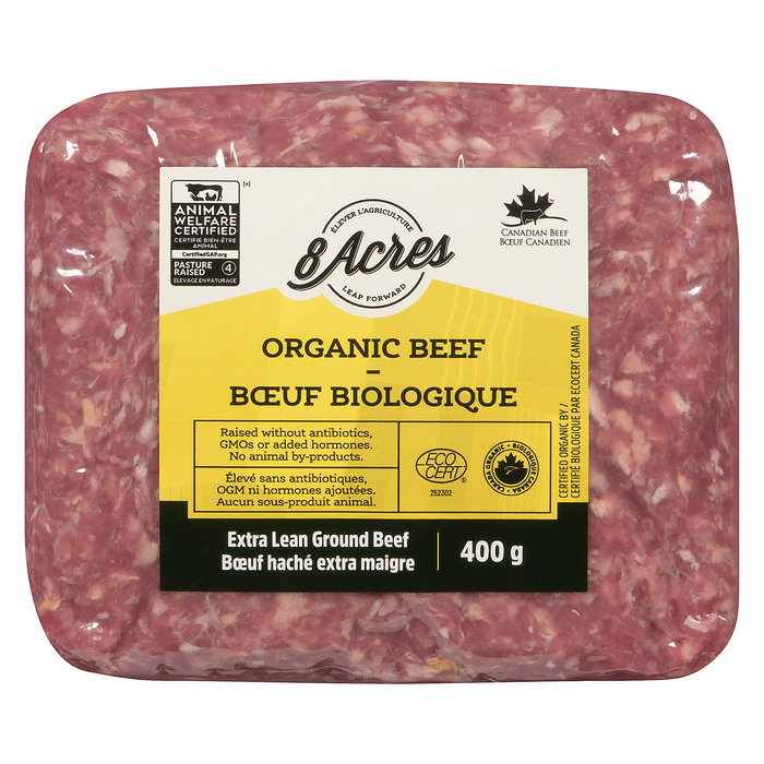 8 Acres - Organic Extra Lean Ground Beef, 400 g