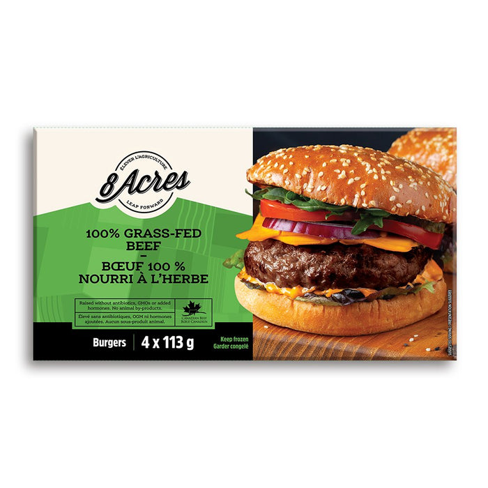 8 Acres - Grass Fed Beef Burger, 4x113 g