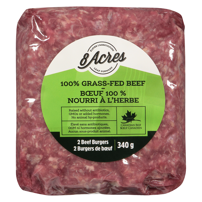 8 Acres - Grass Fed Beef Burger, 340 g