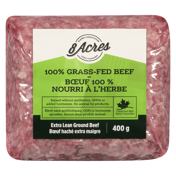 8 Acres - Grass Fed Extra Lean Ground Beef, 400 g