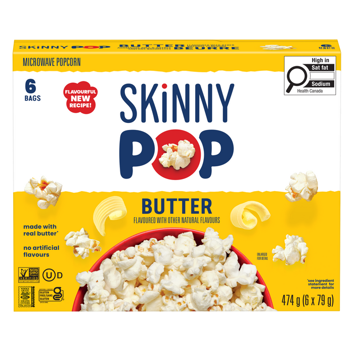 Skinny Pop - Microwave Popcorn, Butter, 6x79 g — Goodness Me! Skinny Pop - Microwave Popcorn, Butter, 6x79 g — Goodness Me!