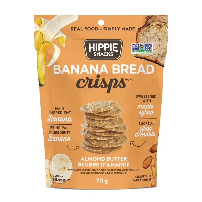 Hippie Foods - Banana Crisps, Almond Butter, 70 g