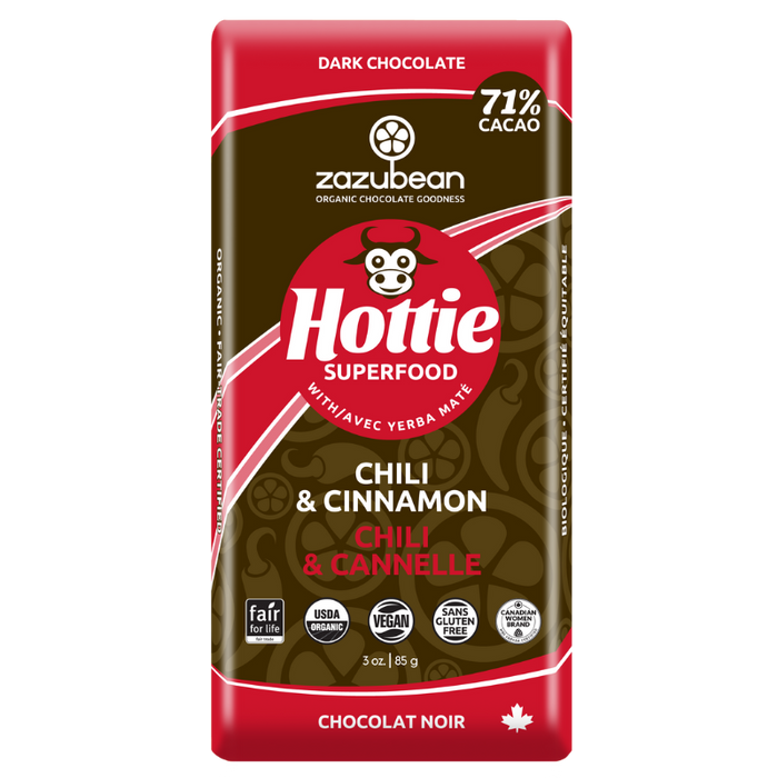 Zazubean Organic Chocolate - Hottie Chili & Cinnamon, 100 g