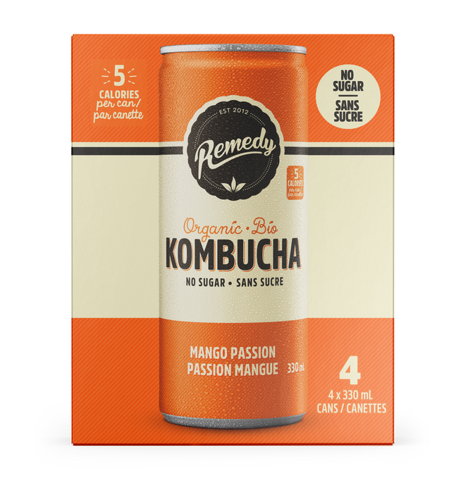 Remedy Drinks - Organic Mango Passion Kombucha, 4x330 mL