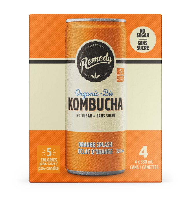 Remedy Drinks - Organic Orange Splash Kombucha, 4x330 mL