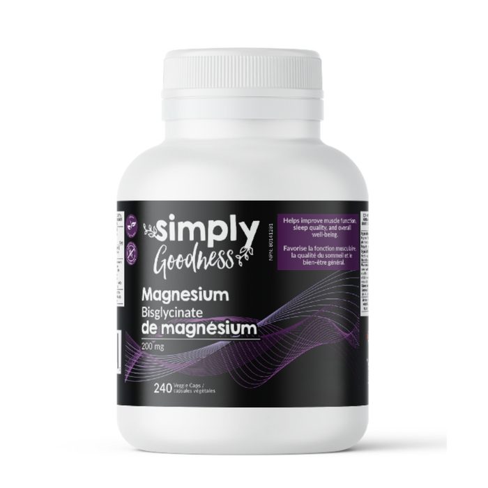 Simply Goodness - Magnesium Bisglycinate 200 mg, 240 Vcaps