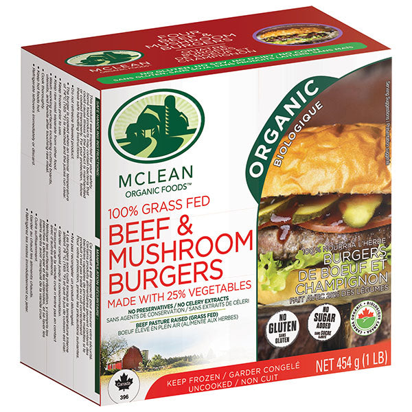 McLean Meats Inc - Burgers - Beef & Mushroom, 454 g