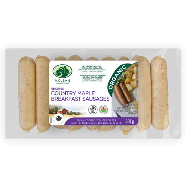 McLean Meats Inc - Organic Pork Breakfast Sausages - Country Maple, 250 g