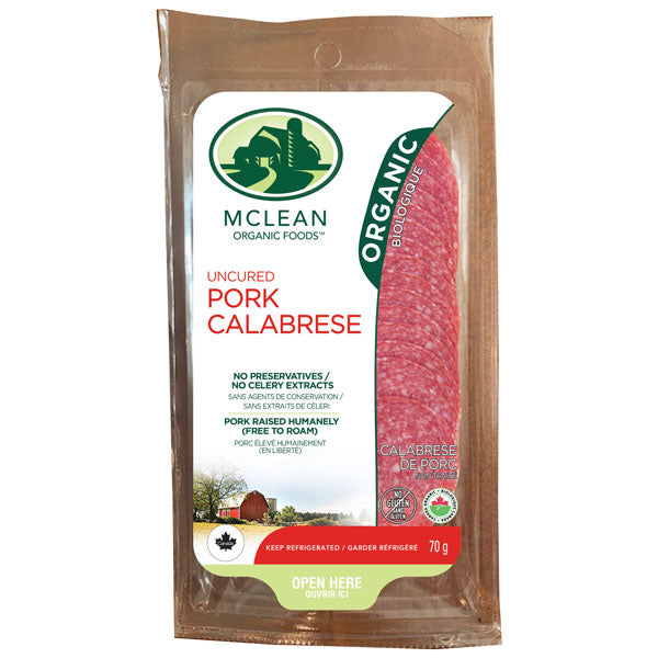 McLean Meats Inc - Organic Sliced Calabrese Salami, 70 g