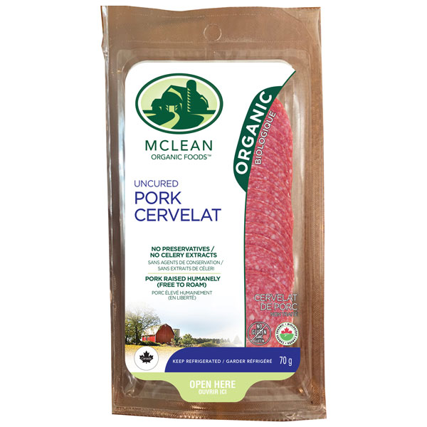 McLean Meats Inc - Organic Sliced Cervelat Salami, 70 g