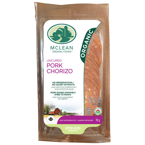 McLean Meats Inc - Organic Sliced Chorizo Salami, 70 g