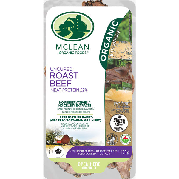 McLean Meats Inc - Organic Roast Beef - Sliced, 125 g