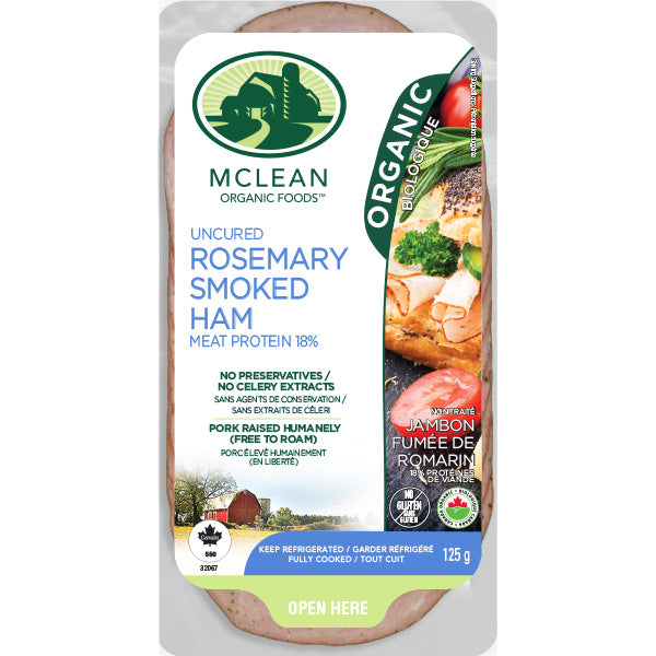 McLean Meats Inc - Organic Rosemary Smoked Ham - Sliced, 125 g