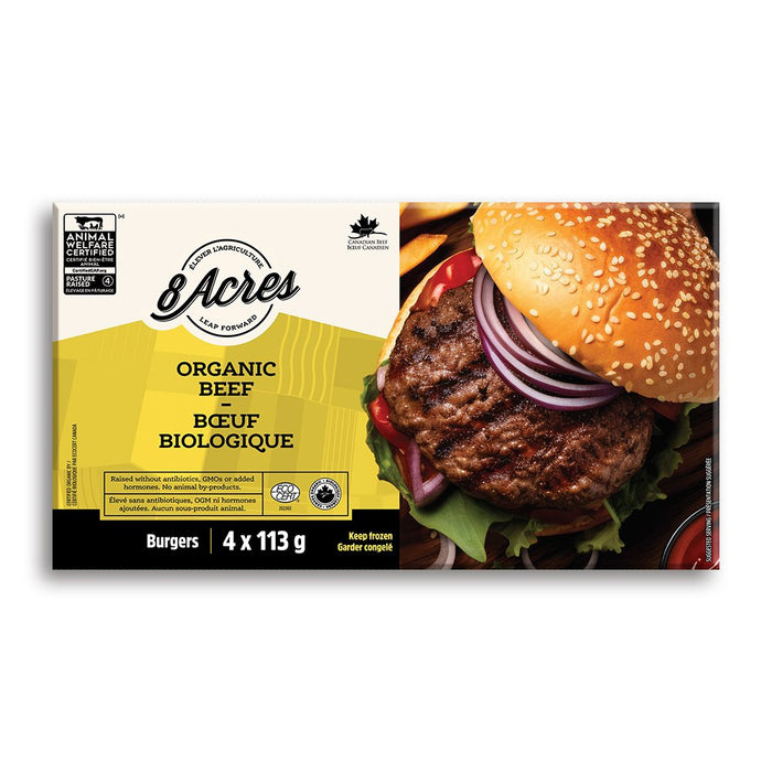 8 Acres - Organic Beef Burger, 4x113 g