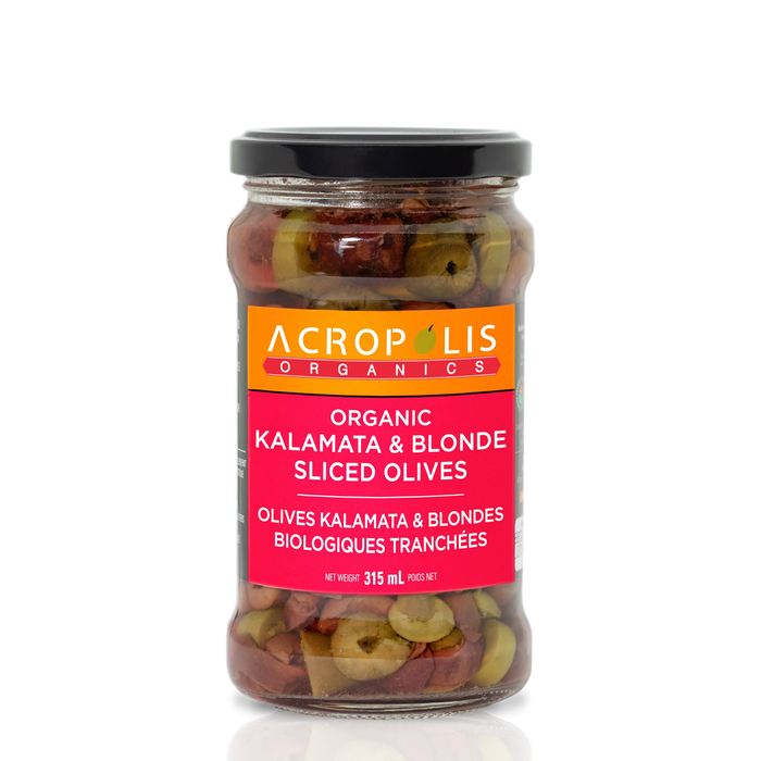 Acropolis Organics - Kalamata Blonde Olives Sliced, 315 mL