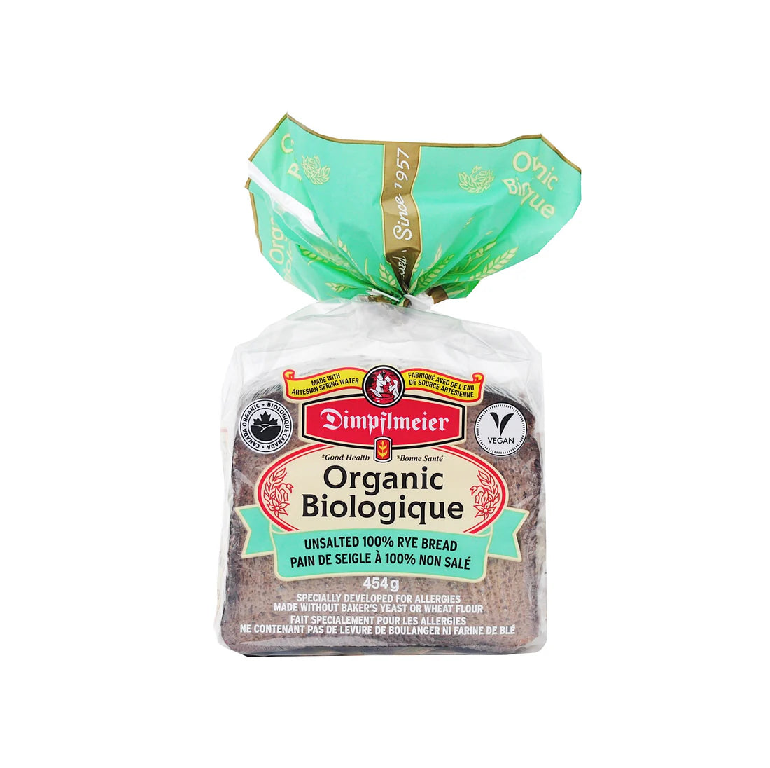 Dimpfelmeir - Unsalted 100% Rye Bread, 454 g — Goodness Me!