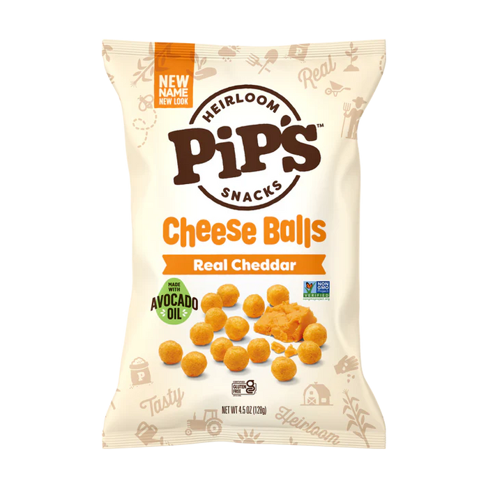 Pip's Heirloom Snacks - Real Cheddar Cheeseballs, 128 g
