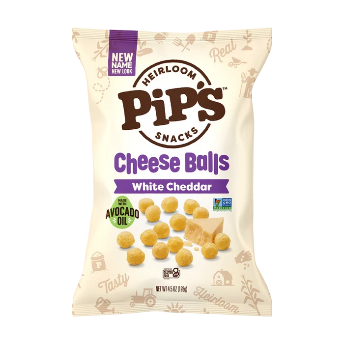 Pip's Heirloom Snacks - White Cheddar Cheeseballs, 128 g