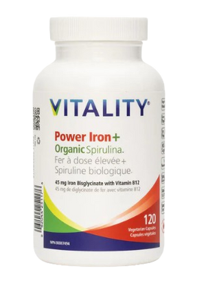 Vitality Products - Power Iron + Organic Spirulina, 120 Vcaps