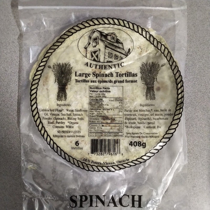 J&D Peters - Spinach Tortillas - Large, 408 g