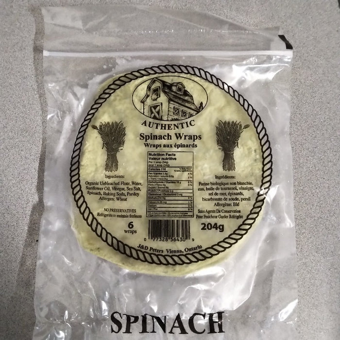 J&D Peters - Spinach Tortillas - Small, 204 g