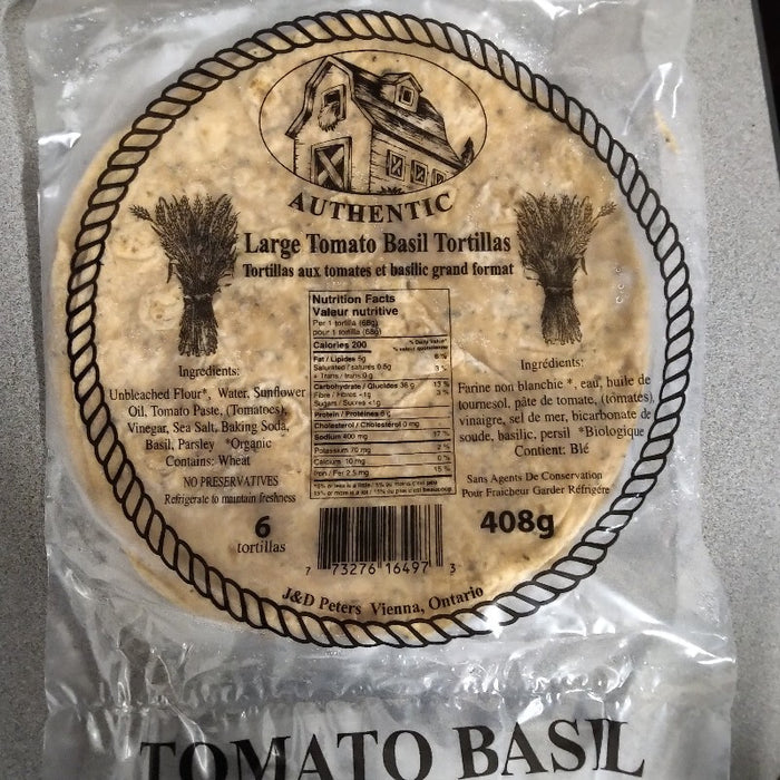 J&D Peters - Tomato Basil Tortillas - Large, 408 g