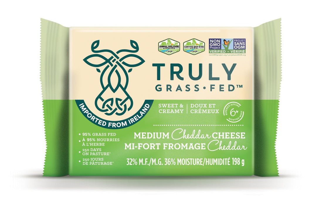 Truly Grass Fed - Grass Fed Medium Cheddar, 198 g