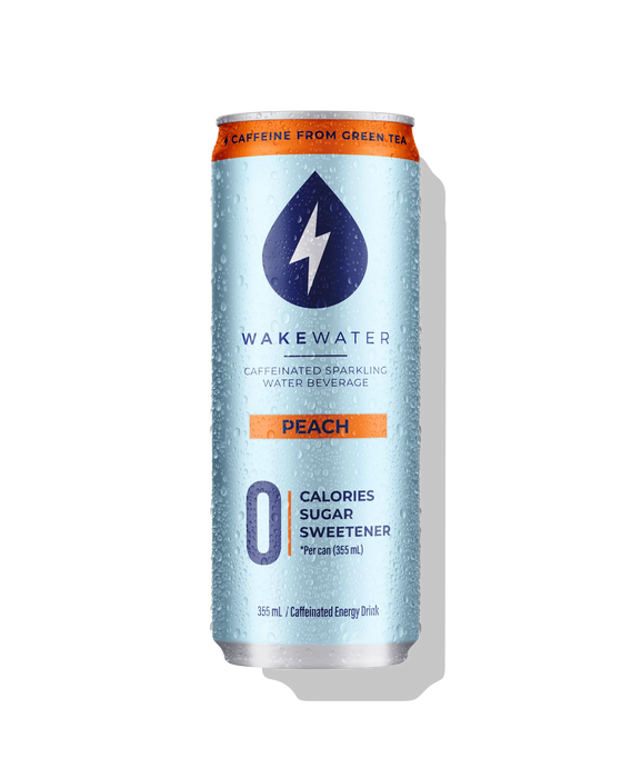 Wakewater -  Caffeinated Sparkling Water - Peach, 355 mL