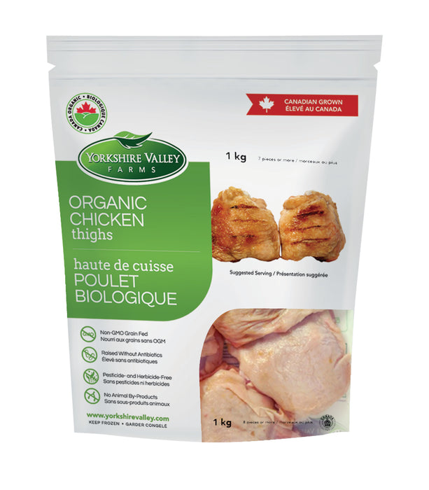 Yorkshire Valley Farms - Organic Frozen Chicken Thighs - Bone In, Skin On, 1 kg