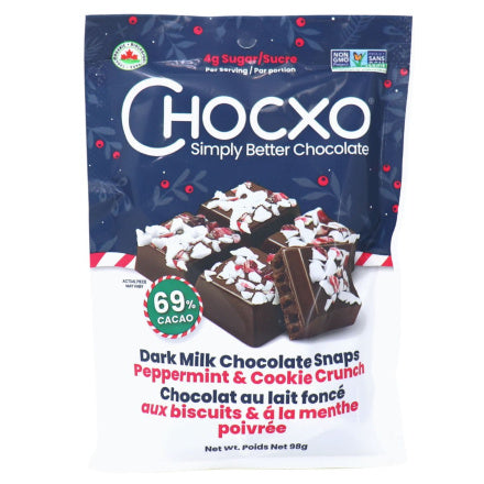 ChocXO - Peppermint & Cookie Crunch Snaps, 98 g
