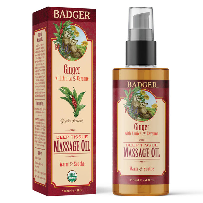 Badger - Ginger Deep Tissue Massage Oil, 118 mL