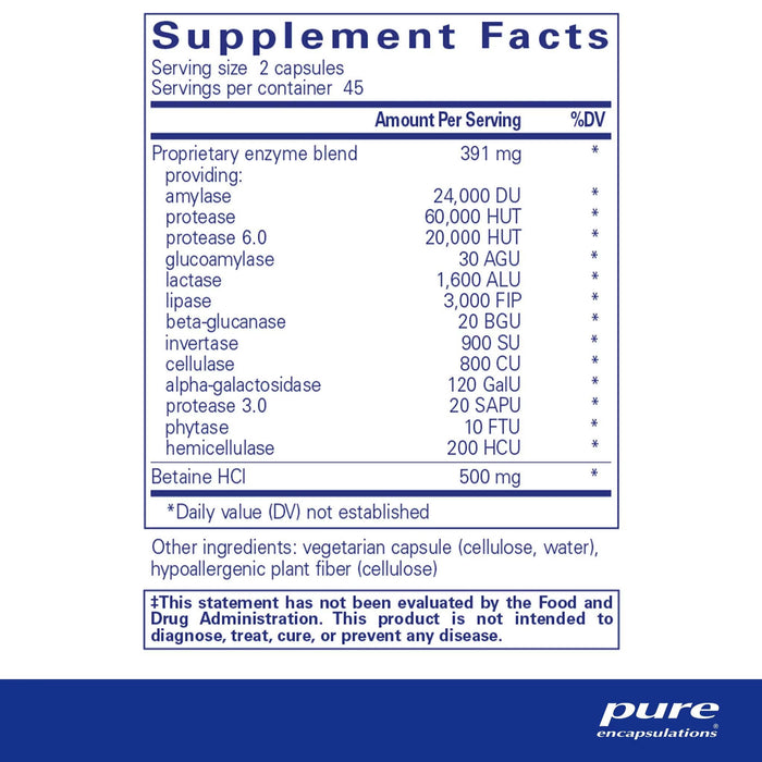 Pure Encapsulations - Digestive Enzymes Ultra Betaine, 90 Caps