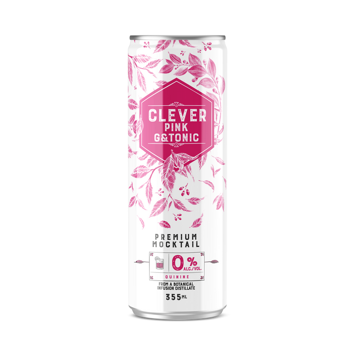 Clever Mocktails - Non-Alcoholic Pink Gin & Tonic, 355 mL
