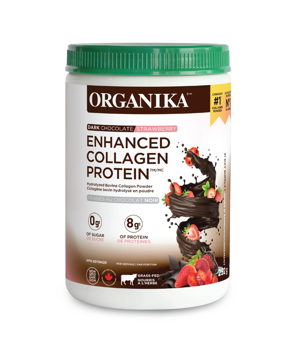 Organika - Enhanced Collagen Dark Chocolate Strawberry, 252 g